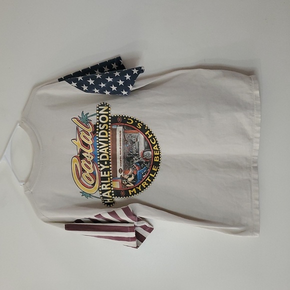 Vintage 1997 American Flag Sleeve Harley Davidson Myrtle Beach Single Stitch Tee - Picture 13 of 16